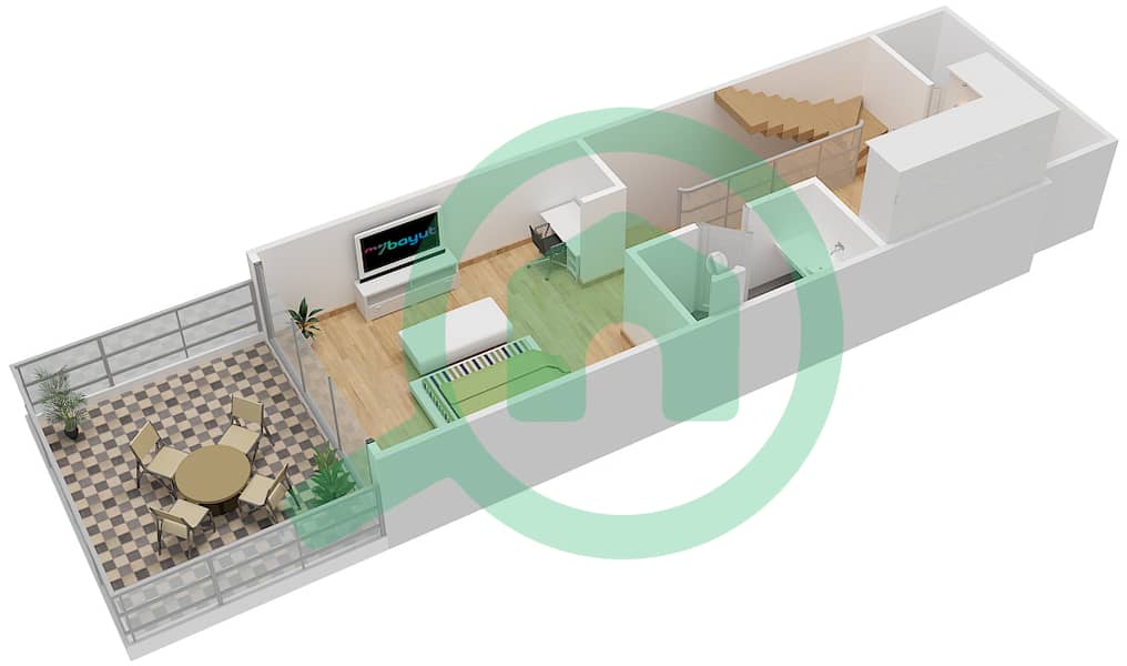 المخططات الطابقية لتصميم الوحدة 322 بنتهاوس 1 غرفة نوم - فلل مايرا interactive3D