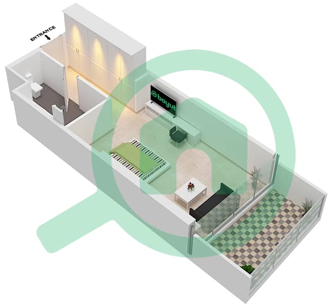 المخططات الطابقية لتصميم الوحدة A11 FLOOR 4 شقة استوديو - راديسون دبي داماك هيلز (أرتيسيا A) interactive3D
