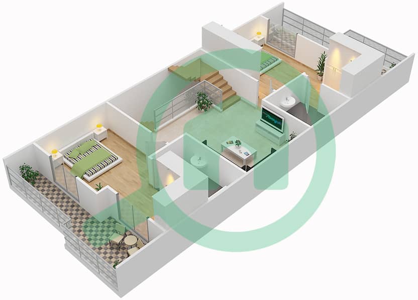 韦斯特卡萨布兰卡东联排别墅区 - 5 卧室联排别墅类型A戶型图 interactive3D