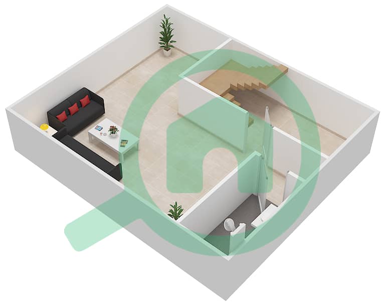 威斯特尔星座别墅 - 3 卧室联排别墅类型B戶型图 Basement interactive3D