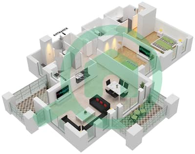 المخططات الطابقية لتصميم النموذج / الوحدة E/2,12 شقة 2 غرفة نوم - رحال