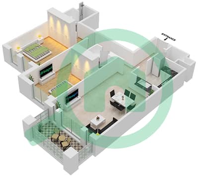 拉哈勒小区 - 2 卧室公寓类型／单位B/5戶型图