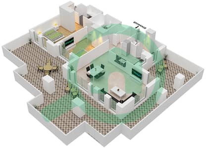 المخططات الطابقية لتصميم النموذج / الوحدة E/12 شقة 2 غرفة نوم - رحال