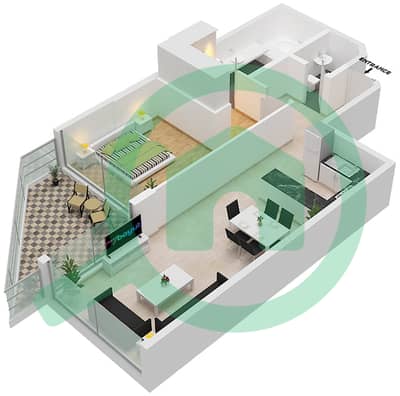Azizi Mina - 1 Bedroom Apartment Unit 03 FLOOR 1-5,8 Floor plan