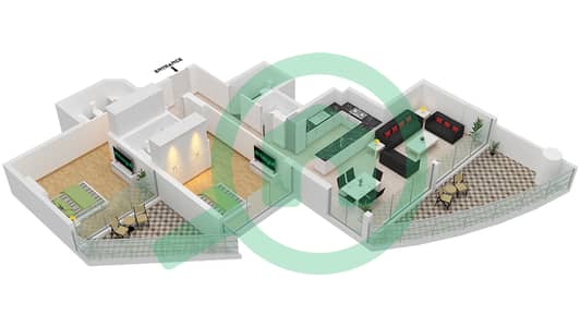 Azizi Mina - 2 Bedroom Apartment Unit 04 FLOOR 1,3-5 Floor plan
