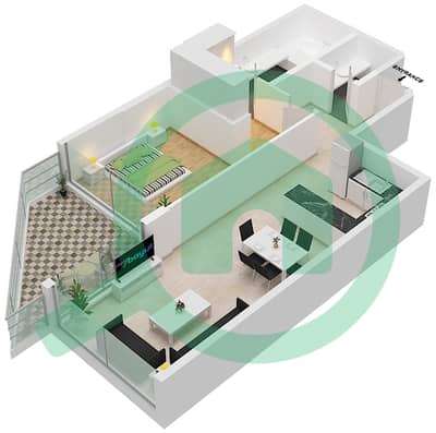Azizi Mina - 1 Bedroom Apartment Unit 08 FLOOR 1-5 Floor plan