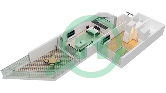 Azizi Mina - 1 Bedroom Apartment Unit 15 FLOOR 2 Floor plan