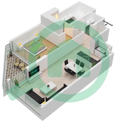 Азизи Мина - Апартамент 1 Спальня планировка Единица измерения 12 FLOOR 3