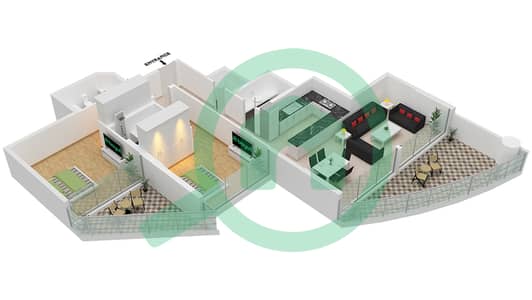 Azizi Mina - 2 Bedroom Apartment Unit 13 FLOOR 3 Floor plan