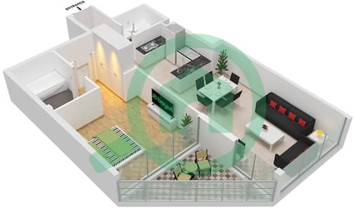 Azizi Mina - 1 Bedroom Apartment Unit 21 FLOOR 3 Floor plan