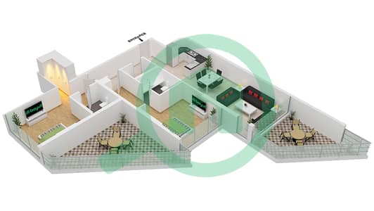 Azizi Mina - 2 Bedroom Apartment Unit 12 FLOOR 4,5 Floor plan