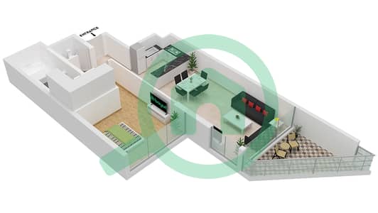 Азизи Мина - Апартамент 1 Спальня планировка Единица измерения 14 F'LOOR 4