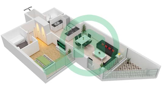 Azizi Mina - 1 Bedroom Apartment Unit 23 FLOOR 4 Floor plan