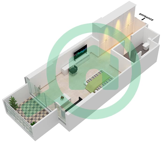 المخططات الطابقية لتصميم الوحدة A19 FLOOR 4-23 شقة استوديو - راديسون دبي داماك هيلز (أرتيسيا A) interactive3D