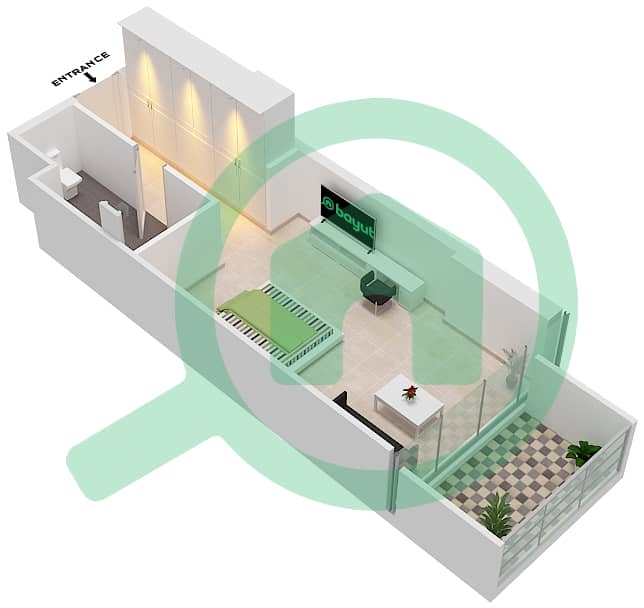 المخططات الطابقية لتصميم الوحدة A20 FLOOR 4-23 شقة استوديو - راديسون دبي داماك هيلز (أرتيسيا A) interactive3D