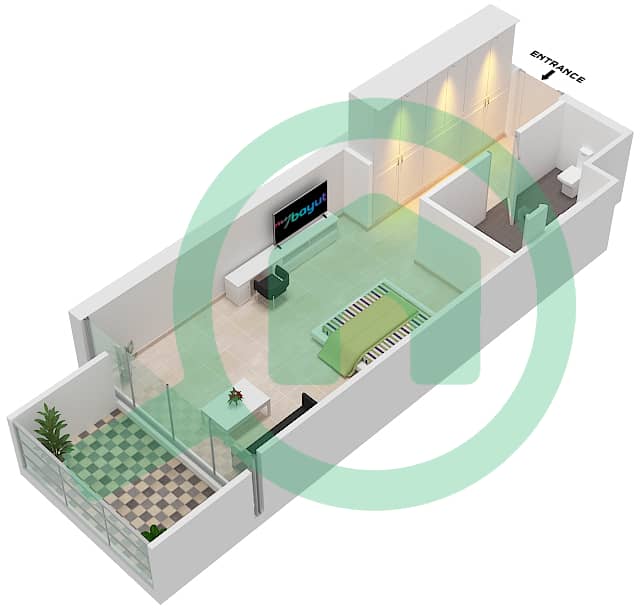 المخططات الطابقية لتصميم الوحدة A21 FLOOR 4-23 شقة استوديو - راديسون دبي داماك هيلز (أرتيسيا A) interactive3D