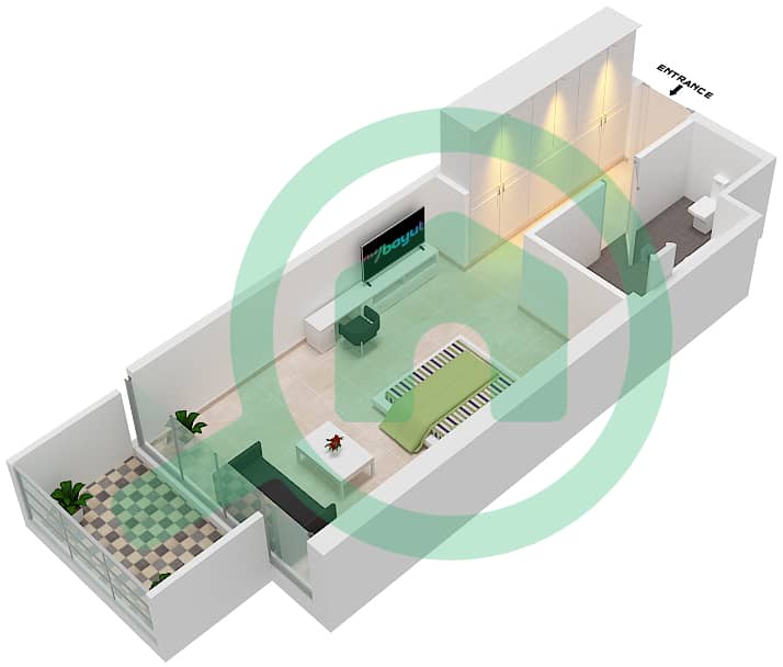 المخططات الطابقية لتصميم الوحدة A06 FLOOR 5-7,9-13,15 شقة استوديو - راديسون دبي داماك هيلز (أرتيسيا A) interactive3D