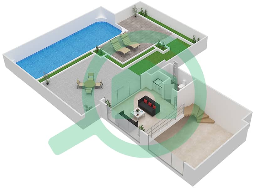 Вилла Пера - Пентхаус 3 Cпальни планировка Единица измерения 304 Roof interactive3D