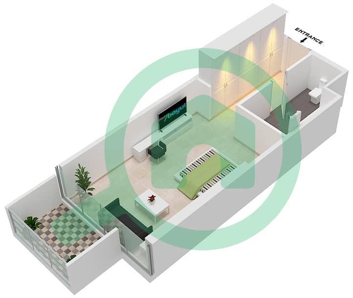 المخططات الطابقية لتصميم الوحدة A07 FLOOR 5-7,9-13,15 شقة استوديو - راديسون دبي داماك هيلز (أرتيسيا A) interactive3D