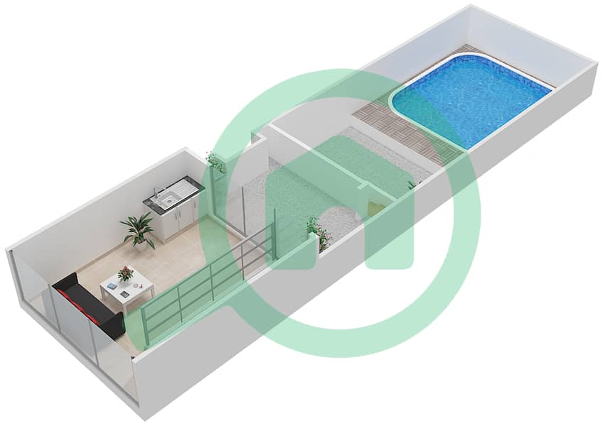 المخططات الطابقية لتصميم الوحدة 318 بنتهاوس 1 غرفة نوم - فيلا بيرا Roof interactive3D