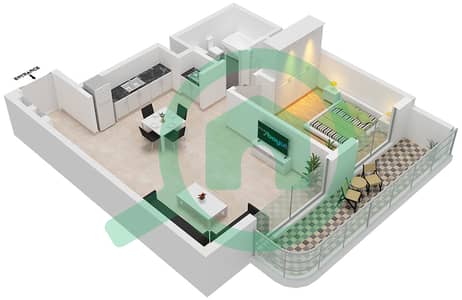 المخططات الطابقية لتصميم النموذج / الوحدة 2/5 شقة 1 غرفة نوم - ساوث بيتش