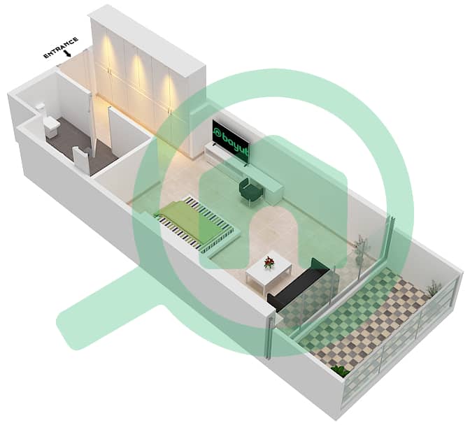 المخططات الطابقية لتصميم الوحدة A10 FLOOR 5-7,9-13,15 شقة استوديو - راديسون دبي داماك هيلز (أرتيسيا A) interactive3D