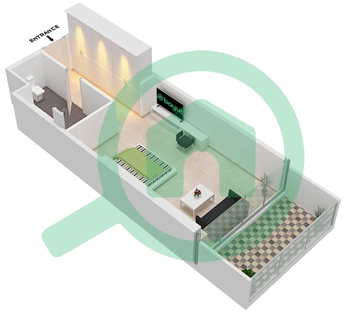 المخططات الطابقية لتصميم الوحدة A11 FLOOR 5-7,9-13,15 شقة استوديو - راديسون دبي داماك هيلز (أرتيسيا A) interactive3D
