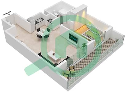 المخططات الطابقية لتصميم النموذج / الوحدة 4/9 شقة 1 غرفة نوم - ساوث بيتش
