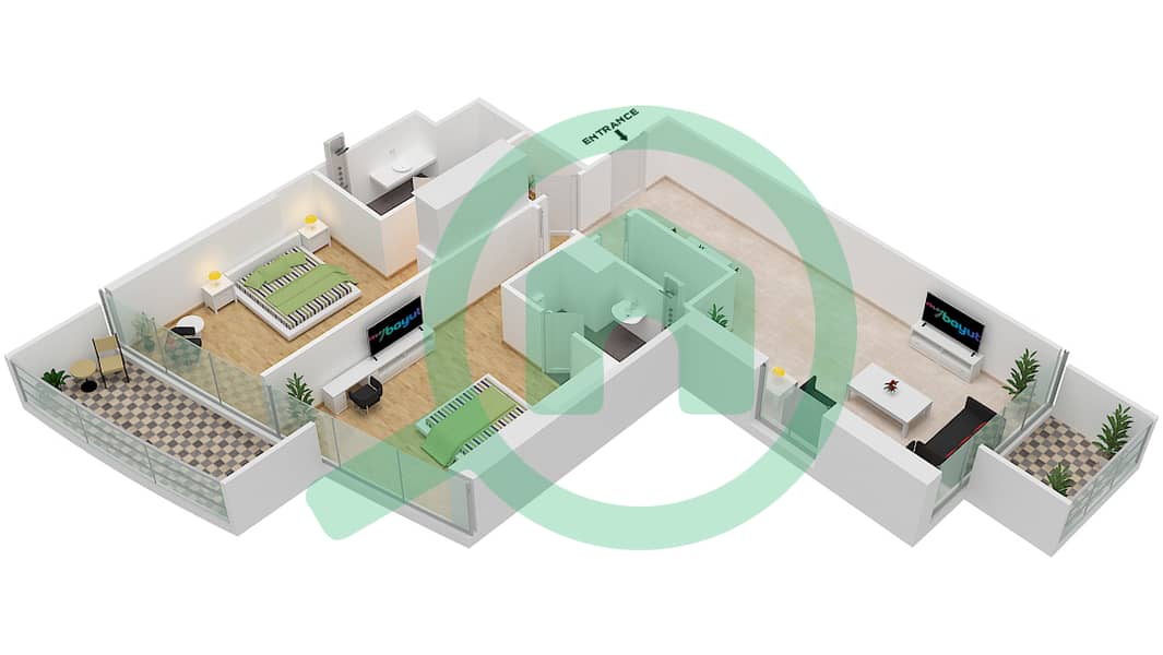 Artesia A - 2 Bedroom Apartment Unit A13 FLOOR 5-7,9-13,15 Floor plan interactive3D