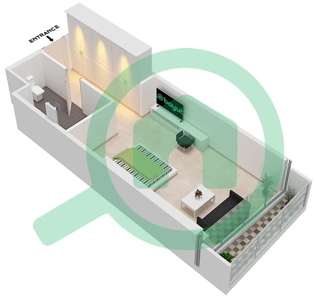 Artesia A - Studio Apartment Unit A07 FLOOR 8,14,20 Floor plan interactive3D