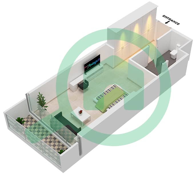 المخططات الطابقية لتصميم الوحدة A08 FLOOR 8,14,20 شقة استوديو - راديسون دبي داماك هيلز (أرتيسيا A) interactive3D