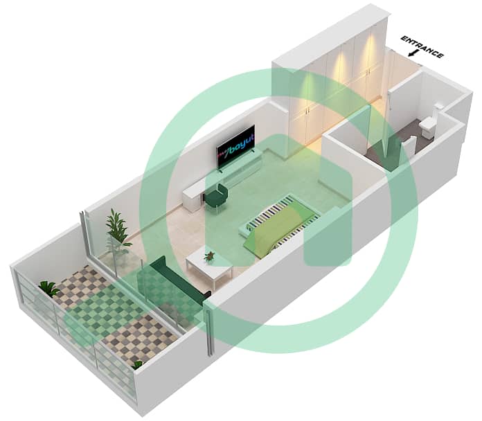 Artesia A - Studio Apartment Unit A12  FLOOR 8,14,20 Floor plan interactive3D
