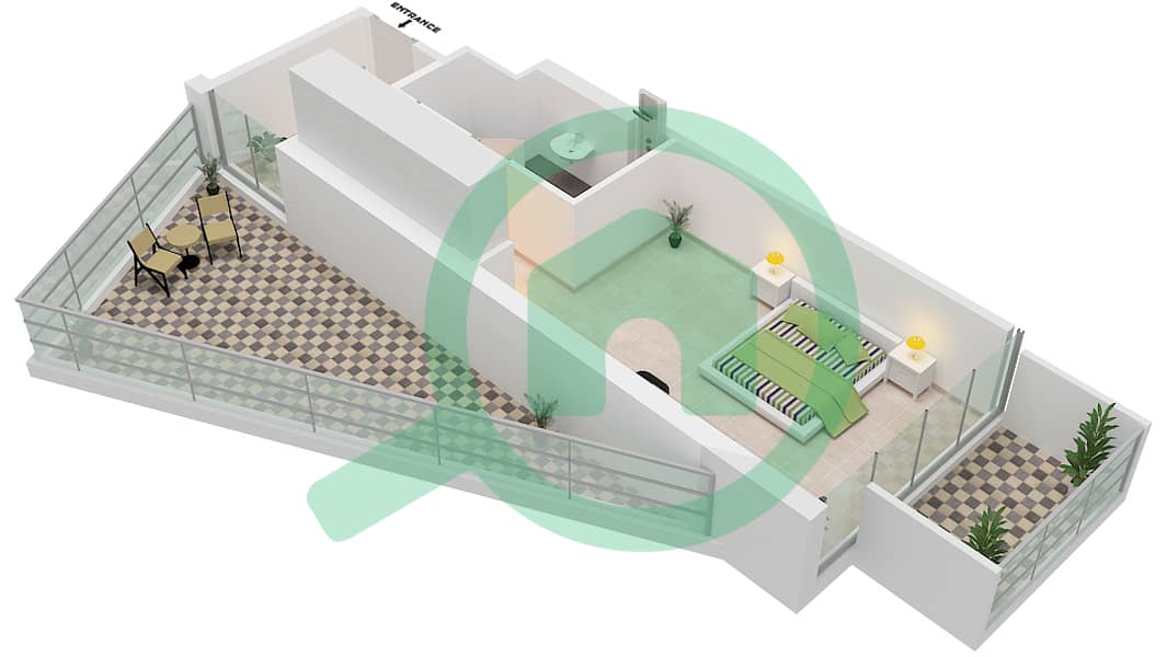 المخططات الطابقية لتصميم الوحدة A04  FLOOR 21-23 شقة استوديو - راديسون دبي داماك هيلز (أرتيسيا A) interactive3D