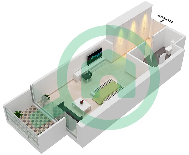 Artesia A - Studio Apartment Unit A03  FLOOR 24-26 Floor plan interactive3D
