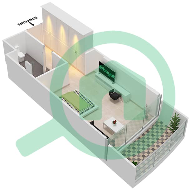 المخططات الطابقية لتصميم الوحدة A11  FLOOR 24-26 شقة استوديو - راديسون دبي داماك هيلز (أرتيسيا A) interactive3D