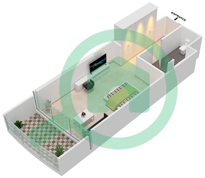 Artesia A - Studio Apartment Unit A15 FLOOR 4-23 Floor plan interactive3D