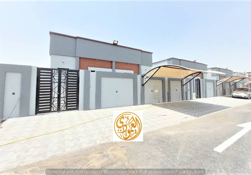 A comprehensive opportunity, registration fees, for sale, a villa in the Emirate of Ajman, in the new Al Zahia area on Sheikh Mohammed bin Zayed, and see all services, the most beautiful Ajman villas, and the price is negotiable directly with the owner