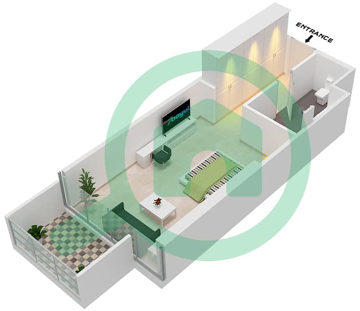 المخططات الطابقية لتصميم الوحدة A04 FLOOR 27 شقة استوديو - راديسون دبي داماك هيلز (أرتيسيا A) interactive3D