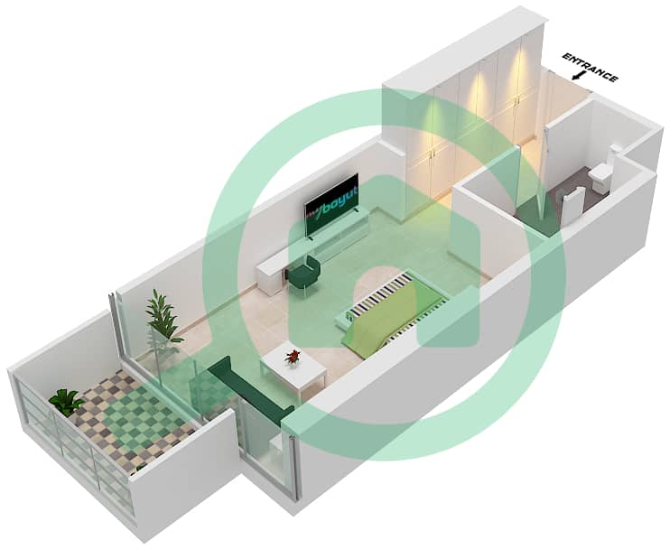 المخططات الطابقية لتصميم الوحدة A05  FLOOR 24-26 شقة استوديو - راديسون دبي داماك هيلز (أرتيسيا A) Floor 2 image3D