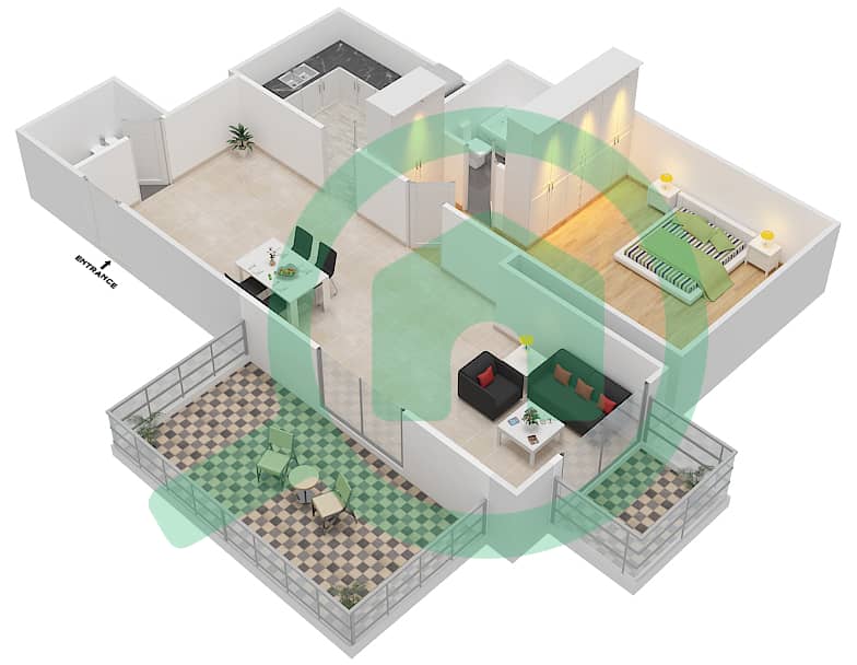 The Square Tower - 1 Bedroom Apartment Unit 4 FLOOR 26-32 Floor plan Floor 26-32 interactive3D