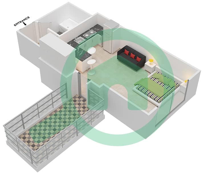 Тауэр Сквер - Апартамент Студия планировка Единица измерения 11 FLOOR 4-16,18-23 interactive3D