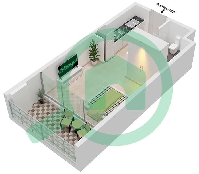 脉动公寓 - 单身公寓类型T戶型图 interactive3D