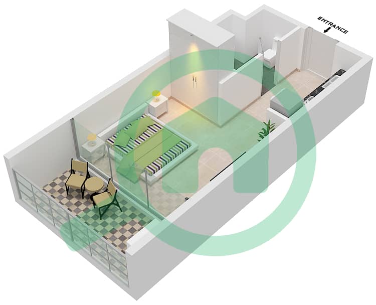The Pulse Residence - Studio Apartment Type U Floor plan interactive3D