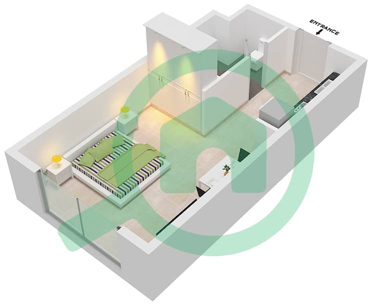 المخططات الطابقية لتصميم النموذج V شقة استوديو - ذا بلس ريزيدنس interactive3D