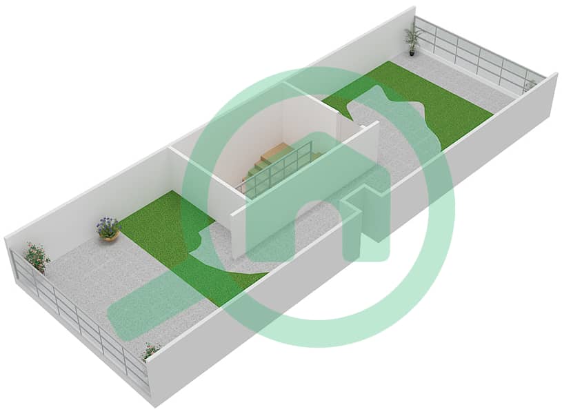 المخططات الطابقية لتصميم النموذج A تاون هاوس 3 غرف نوم - ويستار تيراس جاردن Roof interactive3D