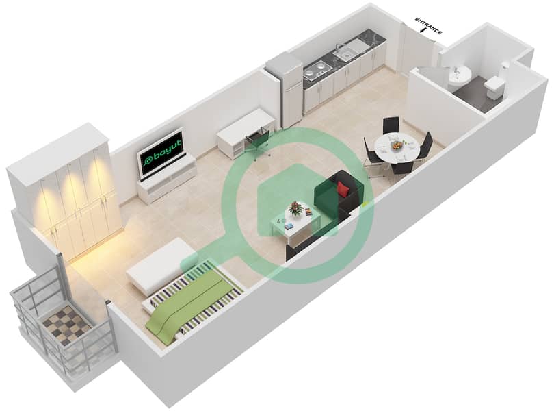 Florence 1 - Studio Apartment Unit 4 FLOOR 1 Floor plan Floor 1 interactive3D