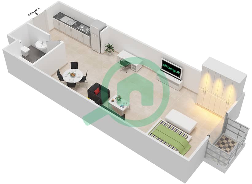 Florence 1 - Studio Apartment Unit 5 FLOOR 1 Floor plan Floor 1 interactive3D