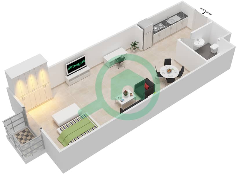 Florence 1 - Studio Apartment Unit 6 FLOOR 1 Floor plan Floor 1 interactive3D