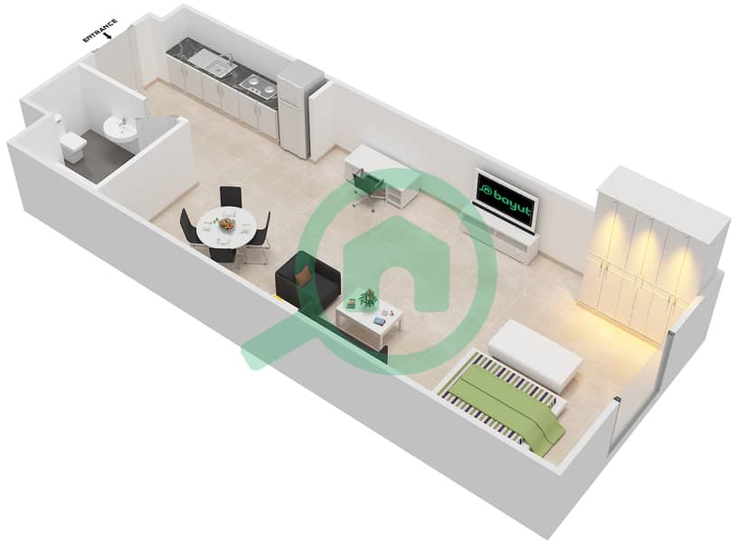 佛罗伦萨1号公寓 - 单身公寓单位13 FLORENCE 1戶型图 Floor 1 interactive3D