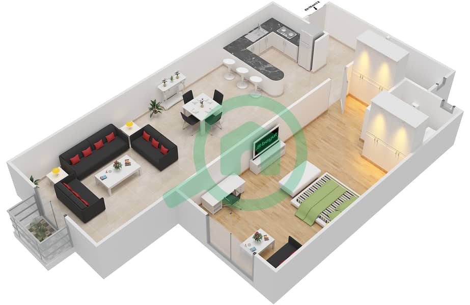 Florence 1 - 1 Bedroom Apartment Unit 14 FLORENCE 1 Floor plan Floor 1 interactive3D